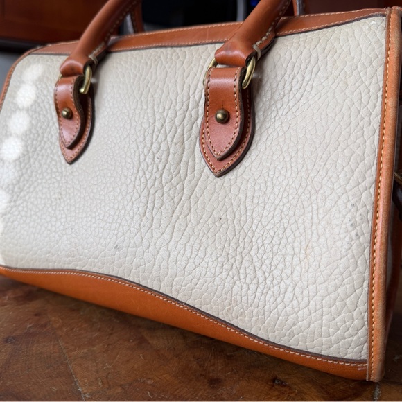 Dooney & Bourke Cream and Brown Leather Satchel - Picture 3 of 12